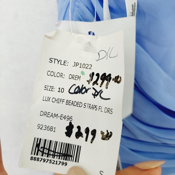 NEW Jenny Packham Drem Blue Jeweled Strap Shirred Wrap Maxi Dress P2798 - Picture 7 of 11